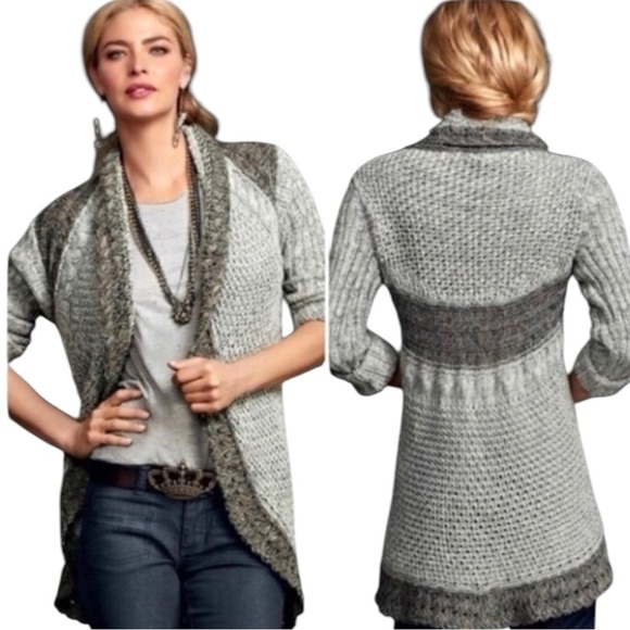 CAbi Sweaters - CAbi Shadow Circle Knit Sweater Cardigan Open Drape Waterfall Front Medium